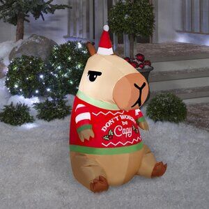 3.5 FT Capybara Christmas LED Inflatable Light up your Yard Holiday Decor NEW